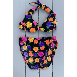 vintage victorias secret halter top bikini -36a / Medium Bottoms - Multicolored